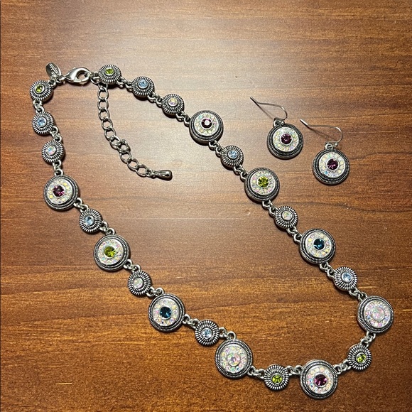 Elegant Lia Sophia Shimmering Multi-Color Stone Necklace and Earring Set - Picture 1 of 4